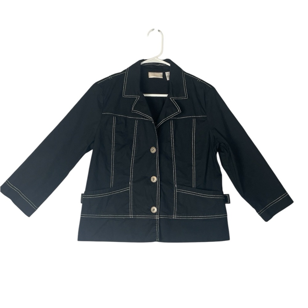 Chicos M light weight jacket 3/4 sleeve classic black work career professional